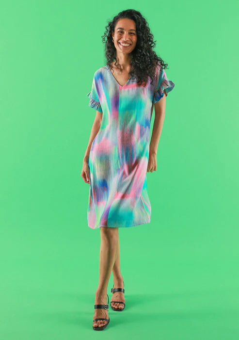 RALI MAGNETIK Ruffle Sleeve Print Dress