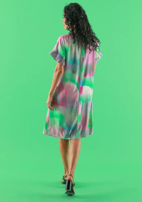 RALI MAGNETIK Ruffle Sleeve Print Dress