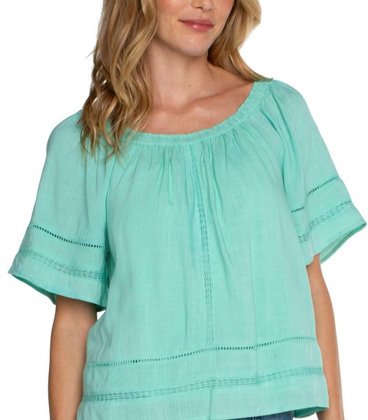 Cropped Mint Bell Top
