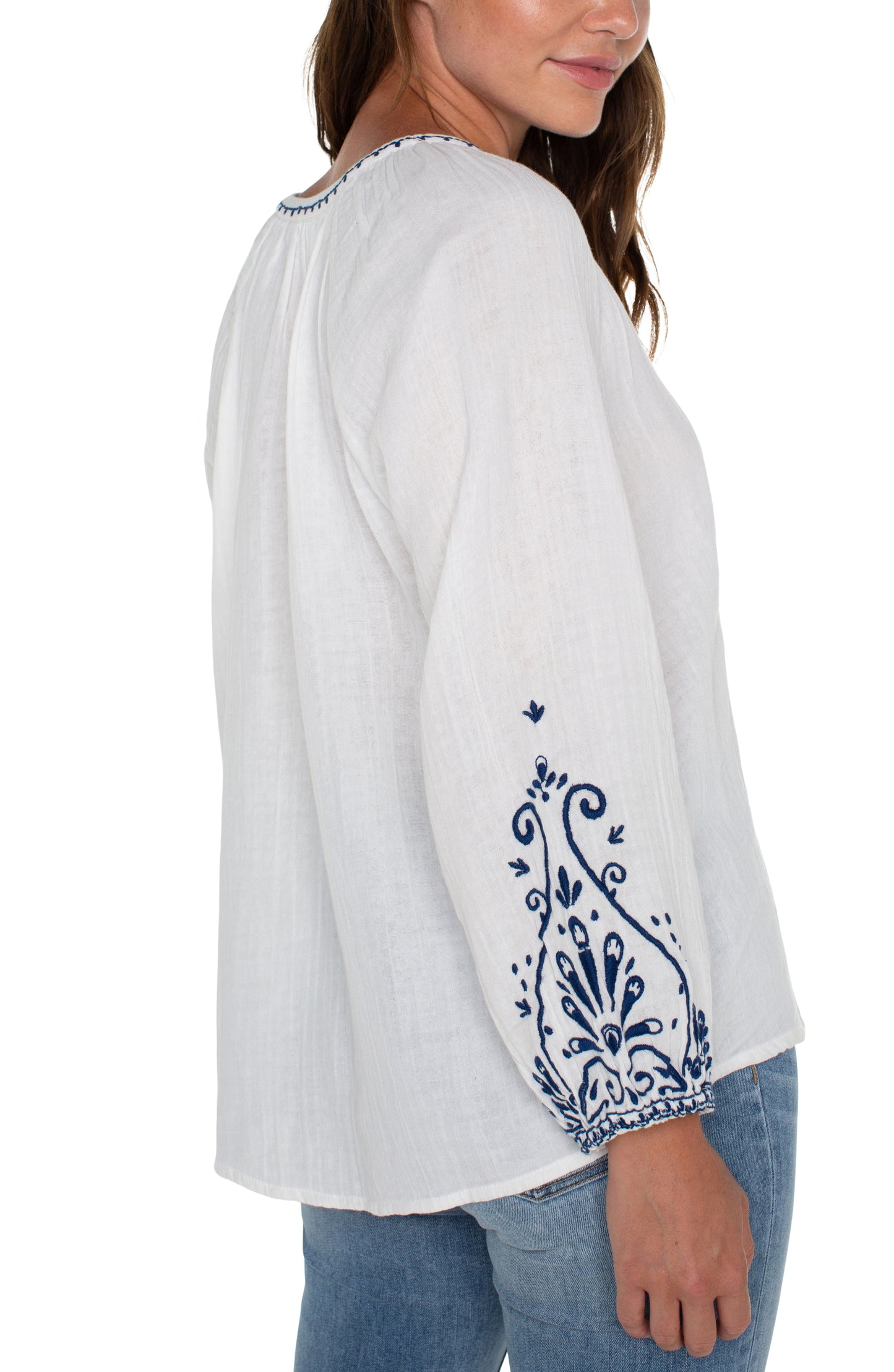 Embroidered Gauze Woven Top