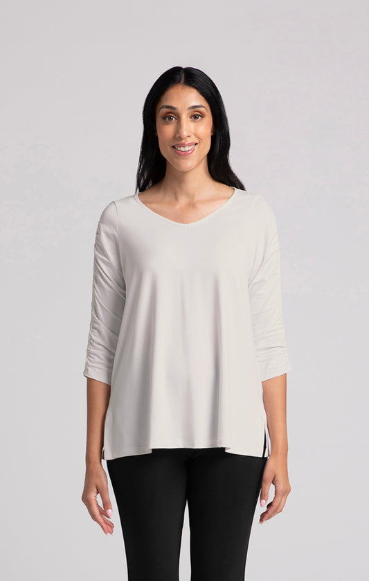 Revelry Top With Ruched Sleeve
