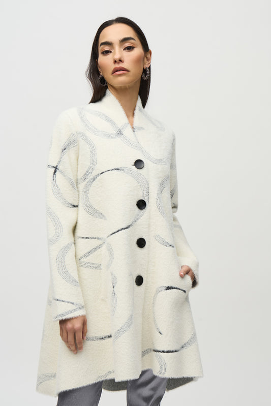 Abstract Jacquard Sweater Coat