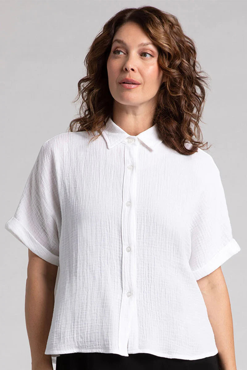 Cotton Gauze Half Sleeve Bolero Shirt