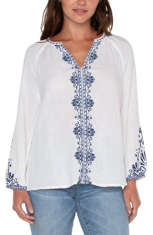 Embroidered Gauze Woven Top